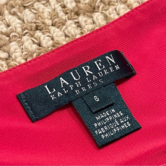 Lauren Ralph Lauren Pink and Navy Colorblock Panel Sleeveless Dress 6 - Picture 4 of 9